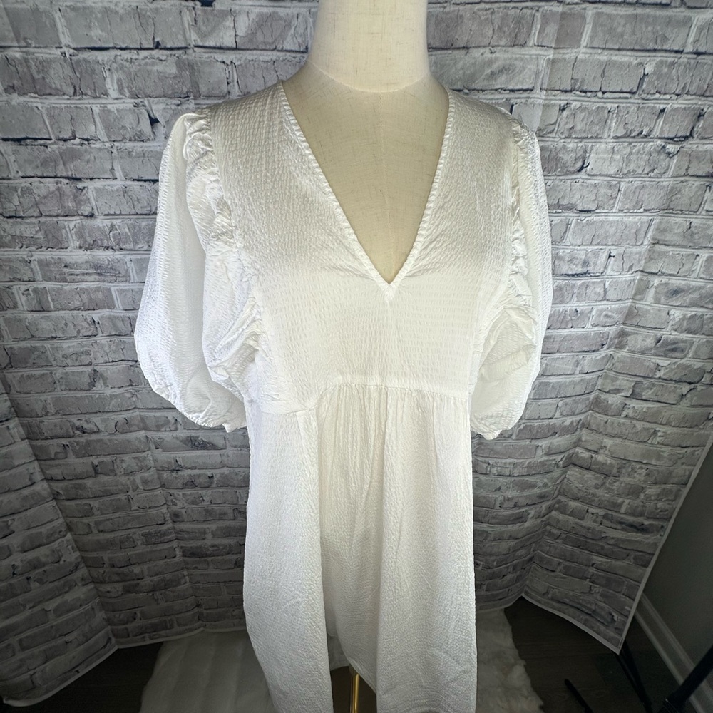 A New Day White Textured Midi Dress